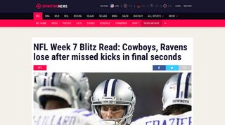 NFL Week 7 Blitz Read: Cowboys, Ravens lose after missed kicks in ...