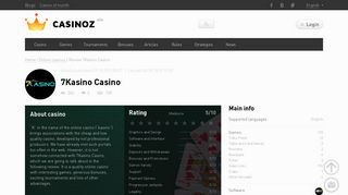 Review online 7Kasino Casino, player reviews at Casinoz