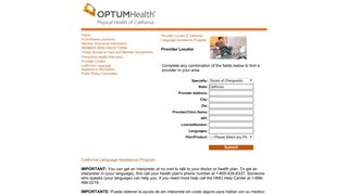 OptumHealth Physical Health of California - Provider Locator