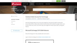 Outlook Web Access for Exchange - Rackspace Support