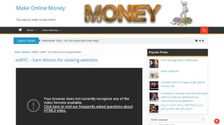adBTC - Earn Bitcoin for viewing websites - Make Online Money
