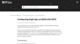 Configuring single sign-on (SSO) with ADFS – IT Glue Knowledge Base