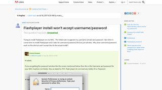 Flashplayer install won't accept username/password | Adobe ...