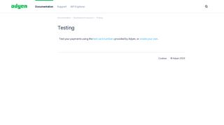 Testing - Adyen's documentation
