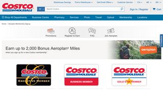 Aeroplan Membership Signup | Costco