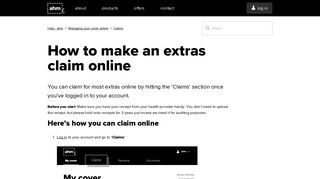 How to make an extras claim online – Help - ahm