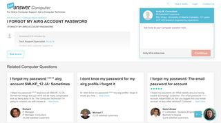 I FORGOT MY AIRG ACCOUNT PASSWORD - JustAnswer
