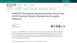 AMERCO Schedules Second Quarter Fiscal Year 2019 Financial ...