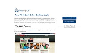 AmeriFirst Bank Online Banking Login | banklogindir.com - Online ...