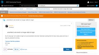 ameritech.net email no longer able to login - AT&T Community