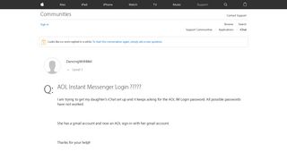 AOL Instant Messenger Login ????? - Apple Community - Apple ...