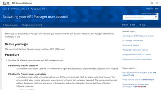 Activating your API Manager user account - IBM