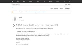 Netflix login error 