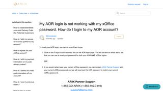 My AOR login is not working with my xOffice password. How do I ... - ariix