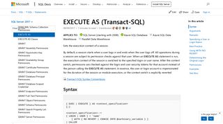 EXECUTE AS (Transact-SQL) - SQL Server | Microsoft Docs