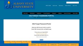 Albany State University ASU Forgot Password Portal