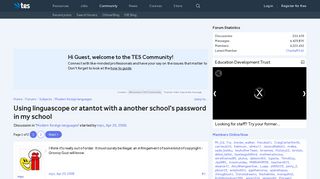 Using linguascope or atantot with a another school's password in ...