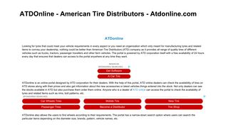 ATDOnline - American Tire Distributors - Atdonline.com