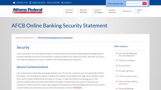 Online Banking Security Statement | Athens Federal Community Bank