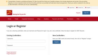 Login or Register | CIBC - CIBC Rewards