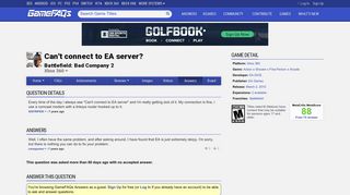Can't connect to EA server? - Battlefield: Bad Company 2 Answers for ...