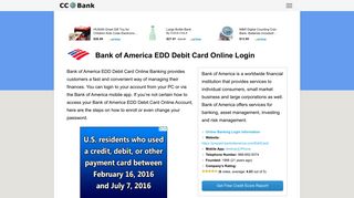 Bank Of America Edd Credit Card Login And Support