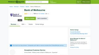 Bank of Melbourne Reviews - ProductReview.com.au