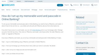 How do I set up my memorable word and passcode in Online Banking ...