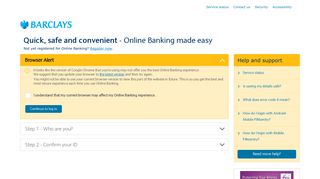Barclays Online Banking: Step 1 - Who are you?