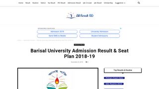 Barisal University Admission Result & Seat Plan 2018-19 - All Result BD