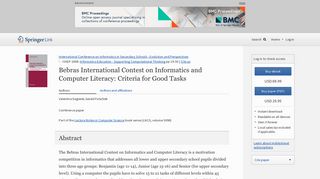 Bebras International Contest on Informatics and Computer Literacy ...