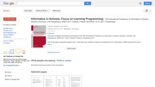 Informatics in Schools: Focus on Learning Programming: 10th ...