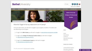 How do I login in to my classroom on V-Camp? | Bethel University
