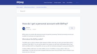 How do I get a personal account with BitPay? – BitPay Support