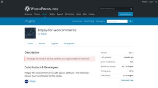 bitpay-for-woocommerce | WordPress.org