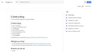 Create a blog - Blogger Help - Google Support