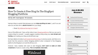 How To Create A Free Blog On BlogSpot - ShoutMeLoud