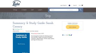Summary & Study Guide: Sarah Canary by BookRags.com (eBook ...