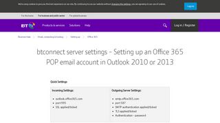 bt 365 outlook settings