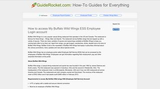 How to access My Buffalo Wild Wings ESS Employee Login account