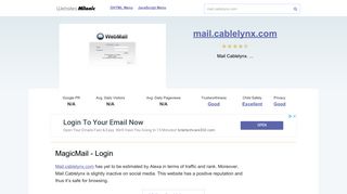 Mail.cablelynx.com website. MagicMail - Login.