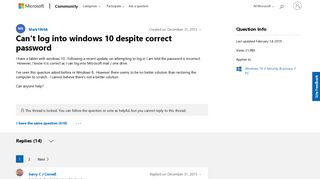 Can't log into windows 10 despite correct password - Microsoft ...