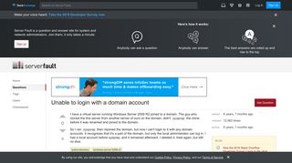 active directory - Unable to login with a domain account - Server ...