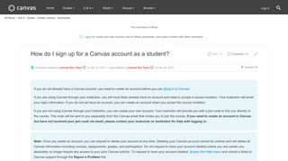 How do I sign up for a Canvas account as a stud... | Canvas LMS ...