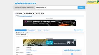 cardrockcafe.so at WI. CardRockCafe - Login - Website Informer