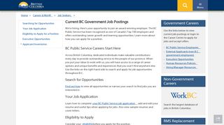 Current BC Government Job Postings - Province of British Columbia