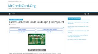 Carter Lumber DIY Credit Card Login | Bill Payment | Activation