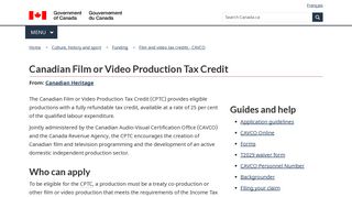 Canadian Film or Video Production Tax Credit - Canada.ca