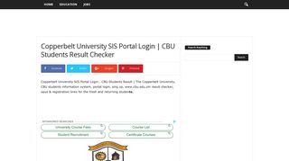 Copperbelt University SIS Portal Login | CBU Students Result ...