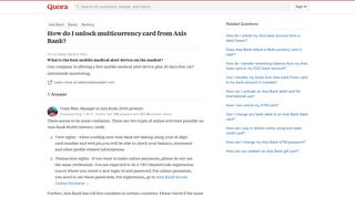 How to unlock multicurrency card from Axis Bank - Quora